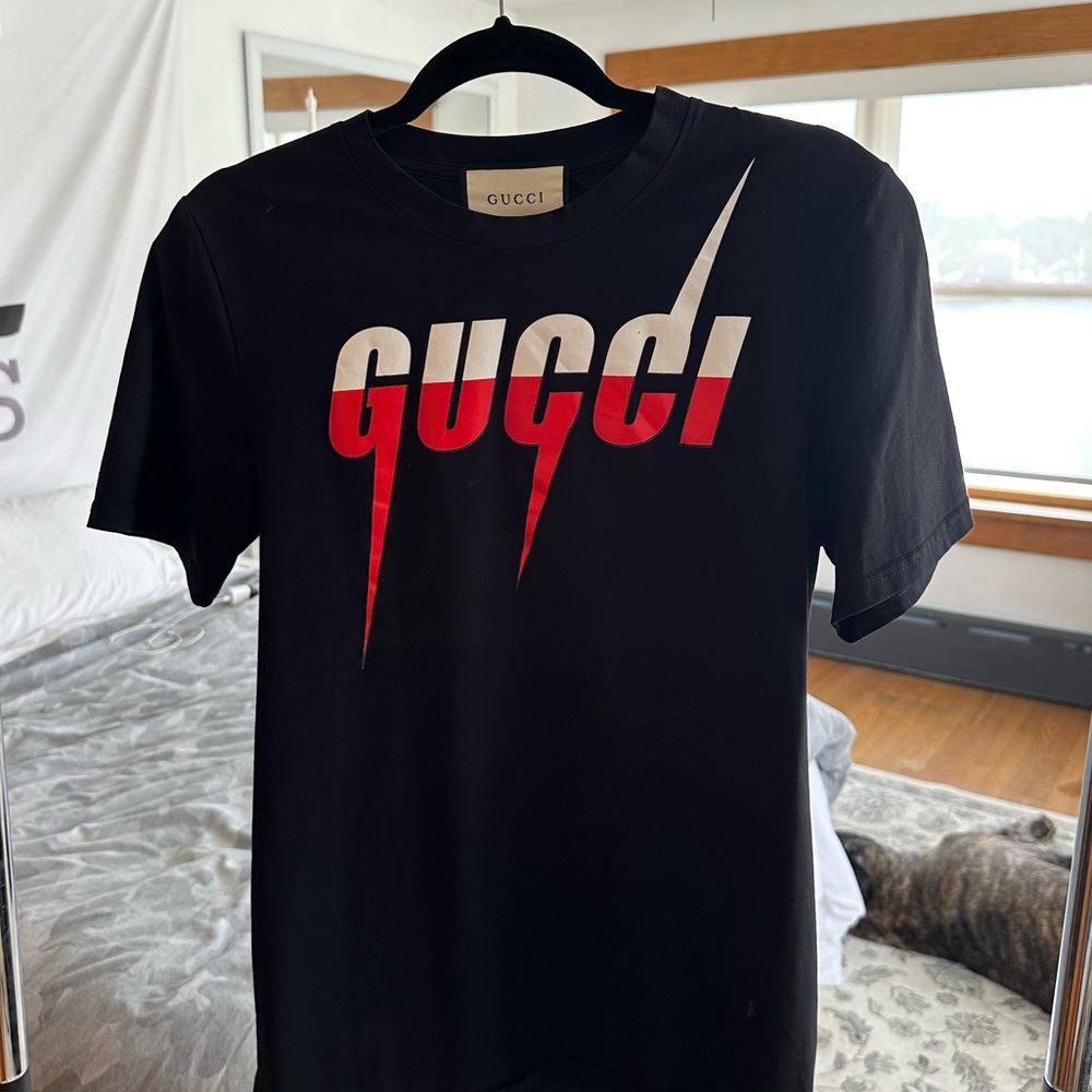 Gucci Black Tee with Red and White Logo